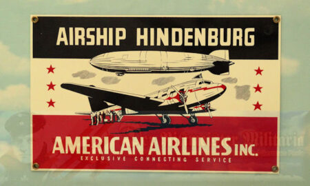 U.S. - PLAQUE - METAL - AIRSHIP HINDENBURG/AMERICAN AIRLINES