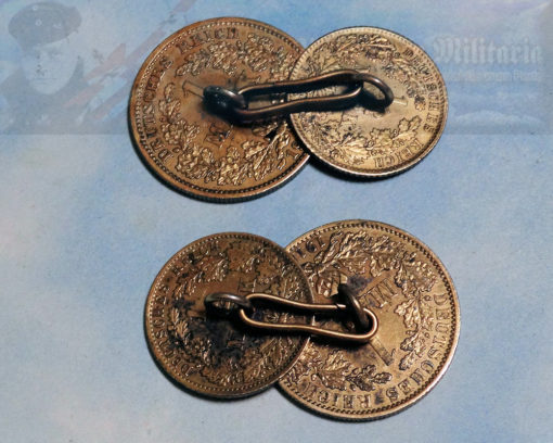 IMPERIAL GERMANY - CUFF LINKS - FASHIONED FROM IMPERIAL GERMAN COINS