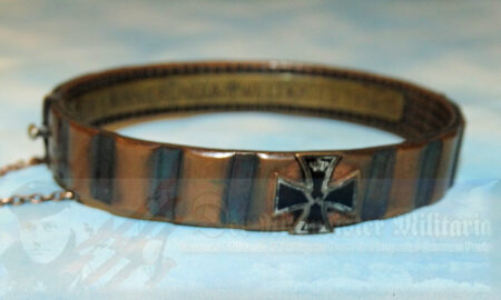 GERMANY - PATRIOTIC BRACELET - TRENCH ART - MADE FROM THE DRIVING BAND OF AN ARTILLERY SHELL